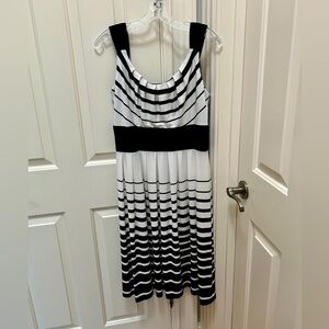 Black and White Striped Women's Dress, Size 12